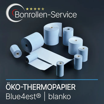 Helle blaue Öko-Thermorollen blanko blue4est von bonrollen-service