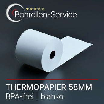 Weiße blanke Thermorolle 58 mm breit, BPA-frei