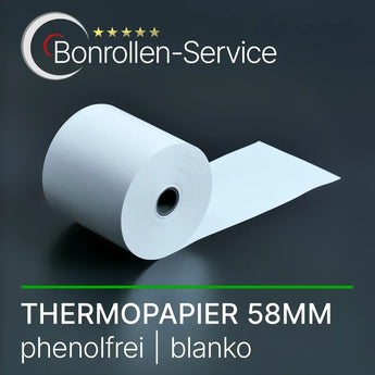 Weiße Thermorolle 58 mm breit, phenolfrei