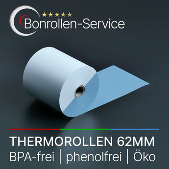 Thermorollen 62mm POS-Rollen: Rolle hellblau Thermopapier 62 mm breit