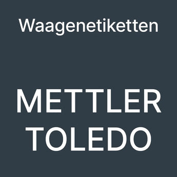 Mettler Toledo Waagenetiketten Etikett weißer Text auf dunkelgrauem Hintergrund