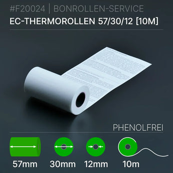 EC-Thermorollen 57x30x12 (10m) mit SEPA-Text - phenolfrei - Bonrollen Thermopapier