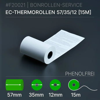 EC-Thermorollen 57x35x12 (15m) mit SEPA-Text - phenolfrei - Bonrollen Thermopapier