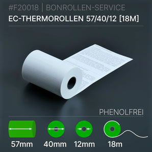 EC-Thermorollen 57x40x12 (18m) mit SEPA-Text - phenolfrei - Bonrollen Thermopapier