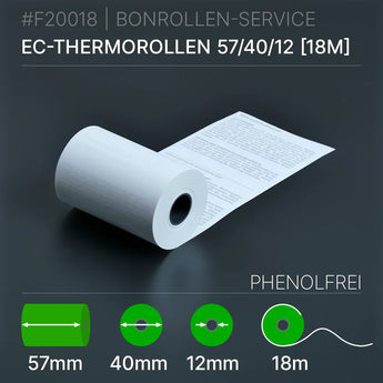 EC-Thermorollen 57x40x12 (18m) mit SEPA-Text - phenolfrei - Bonrollen Thermopapier