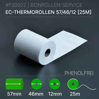 EC-Thermorollen 57x46x12 (25m) mit SEPA-Text - phenolfrei - Bonrollen Thermopapier