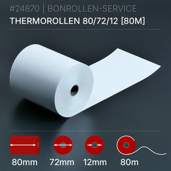ECO-Thermorollen 80x80x12 (80m) - Bonrollen Thermopapier | BPA-frei