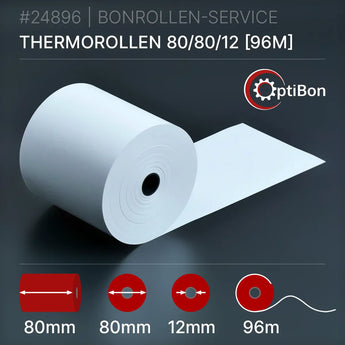 ECO-Thermorollen ’OptiBon’ 80x80x12 (96m) - Bonrollen Thermopapier | BPA-frei
