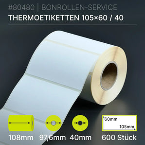 Etiketten 105mm x 60mm - 108/97,6/40 - Thermopapier - BPA-frei