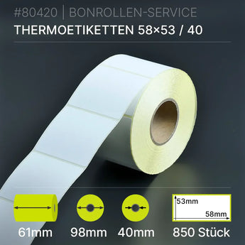Etiketten 58mm x 53mm - 61/98/40 - Thermopapier - BPA-frei