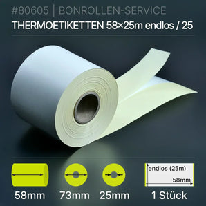 Etiketten 58mm x endlos (25m) - 58/73/25 - Thermopapier - BPA-frei