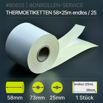 Etiketten 58mm x endlos (25m) - 58/73/25 - Thermopapier - BPA-frei