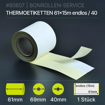 Etiketten 61mm x endlos (15m) - 61/69/40 - Thermo-TOP - Thermopapier | BPA-frei