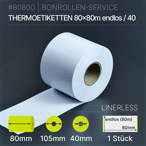 Linerless Etiketten 80mm x endlos (80m) - 80/105/40 - Thermo-TOP - Thermopapier | phenolfrei