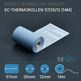 Öko-EC-Rollen 57x35x12 (14m) mit SEPA-Text - Bonrollen Thermopapier | Blue4est®