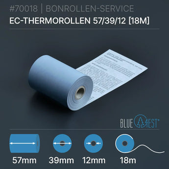 Öko-EC-Rollen 57x39x12 (18m) mit SEPA-Text - Bonrollen Thermopapier | Blue4est®