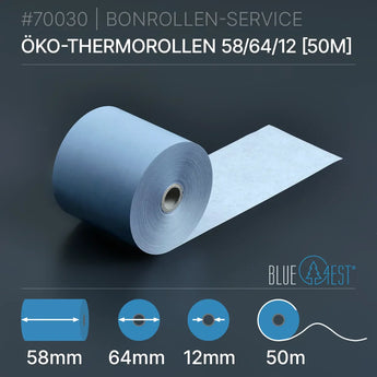 Öko-Thermorollen 58x64x12 (50m) - Bonrollen Thermopapier | Blue4est®