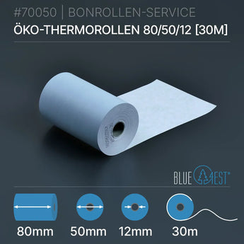 Öko-Thermorollen 80x50x12 (30m) - Bonrollen Thermopapier | Blue4est®