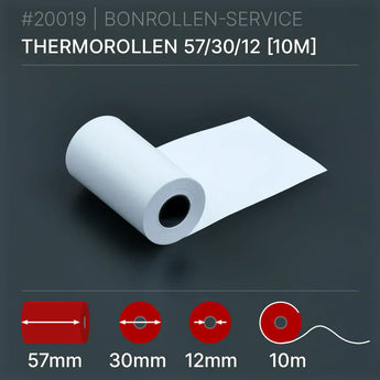 Thermorollen 57x30x12 (10m) - Bonrollen Thermopapier | BPA-frei