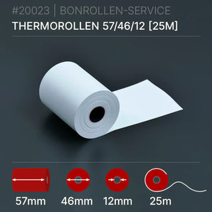 Thermorollen 57x46x12 (25m) - Bonrollen Thermopapier | BPA-frei