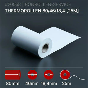 Thermorollen 80x46x18,4 (25m) - Bonrollen Thermopapier | BPA-frei
