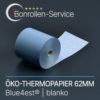 Blue4est® Öko-Thermorolle 62mm blanko, Rolle Vorderseite
