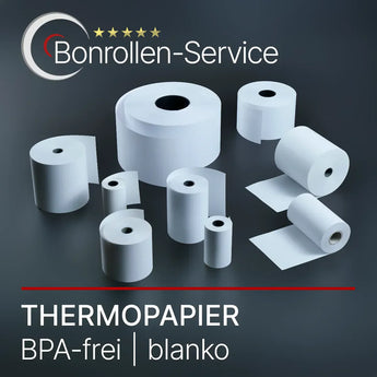 Weiße BPA-freie Thermorollen blanko in verschiedenen Größen