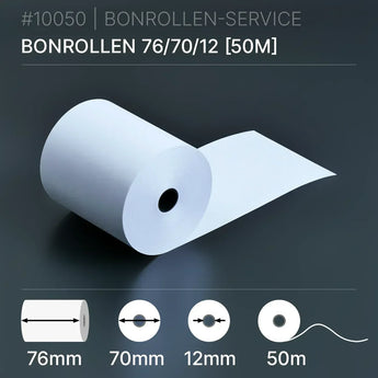 Bonrollen 76x70x12 (50m) aus Normalpapier