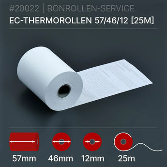 EC-Thermorollen 57x46x12 (25m) mit SEPA-Text - Bonrollen Thermopapier | BPA-frei