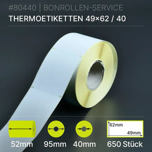 Etiketten 49mm x 62mm - 52/95/40 - Thermopapier - BPA-frei