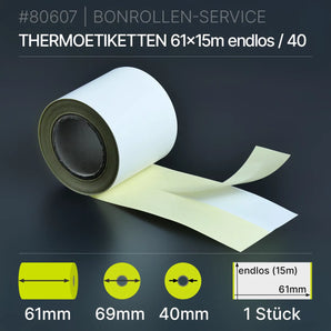 Etiketten 61mm x endlos (15m) - 61/69/40 - Thermo-TOP - Thermopapier | BPA-frei