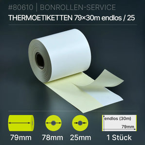 Etiketten 79mm x endlos (30m) - 79/78/25 - Thermo-TOP - Thermopapier | BPA-frei