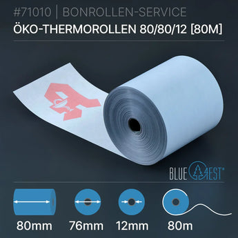 Öko-Apothekenrollen 80x80x12 (80m) - Thermopapier Blue4est® - Bonrollen