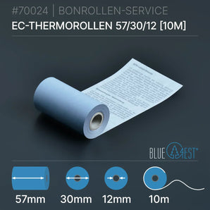 Öko-EC-Rollen 57x30x12 (10m) mit SEPA-Text - Bonrollen Thermopapier | Blue4est®