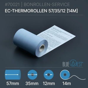 Öko-EC-Rollen 57x35x12 (14m) mit SEPA-Text - Bonrollen Thermopapier | Blue4est®