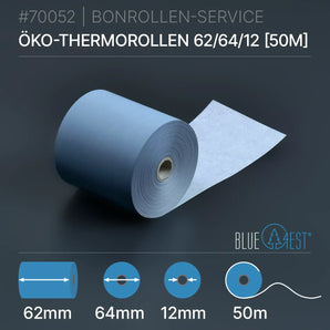 Öko-Thermorollen 62x64x12 (50m) - Bonrollen Thermopapier | Blue4est®