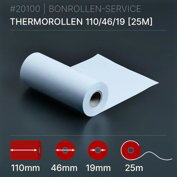 Thermorollen 110x46x19 (25m) - Bonrollen Thermopapier | BPA-frei