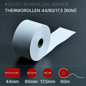 Thermorollen 44x80x17,5 (60m) - BPA-frei | extrastark - Bonrollen Thermopapier