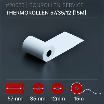 Thermorollen 57x35x12 (15m) - Bonrollen Thermopapier | BPA-frei