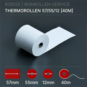 Thermorollen 57x55x12 (40m) - Bonrollen Thermopapier | BPA-frei