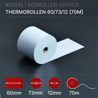 Thermorollen 60x73x12 (50m) - Bonrollen Thermopapier | BPA-frei