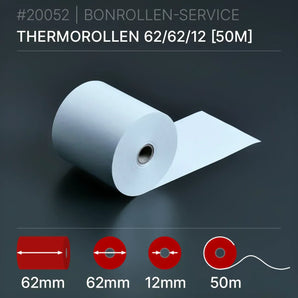Thermorollen 62x62x12 (50m) - Bonrollen Thermopapier | BPA-frei